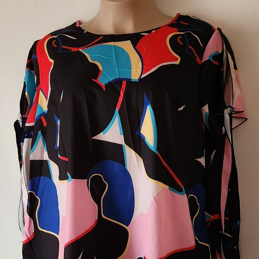 Shein Curve blouse sz 2X colorful trapeze style EUC